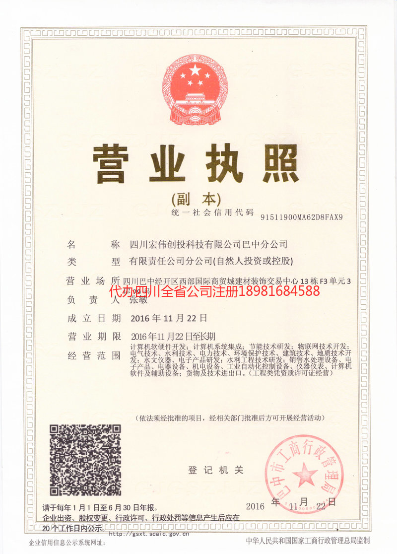 仪陇仪陇宏伟创投科技有限公司