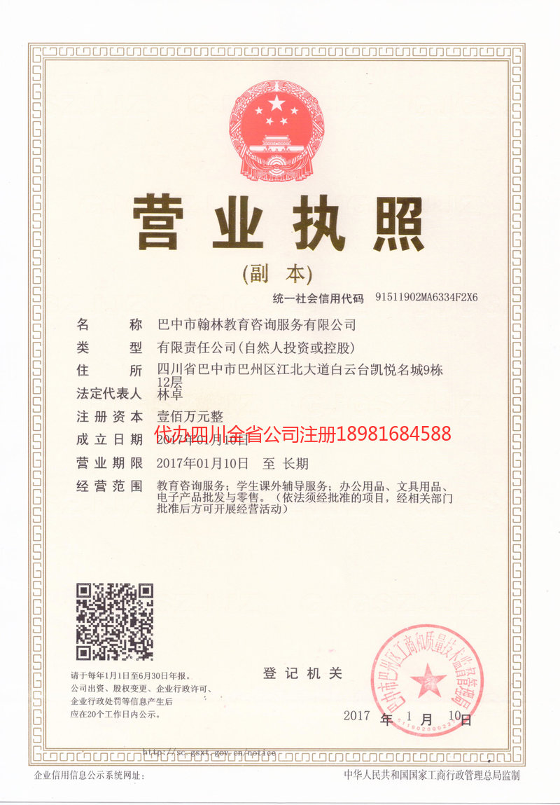 仪陇仪陇翰林教育咨询服务有限公司